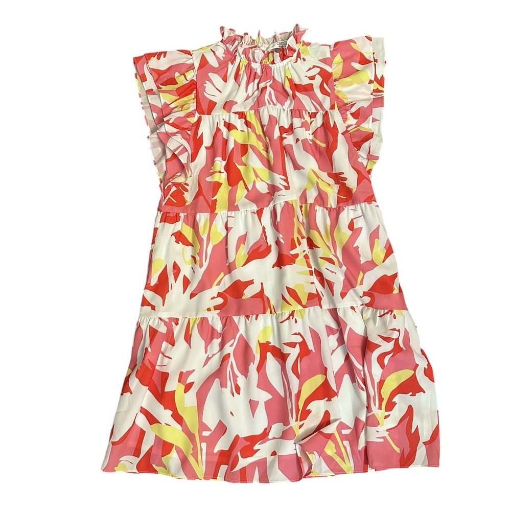 CROSBY by Mollie Burch - Adorable Multicolor Ruffled Flock Midi Dress Size Small